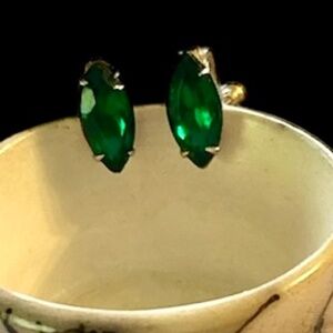 Vintage Emerald Costume Jewelry Earrings